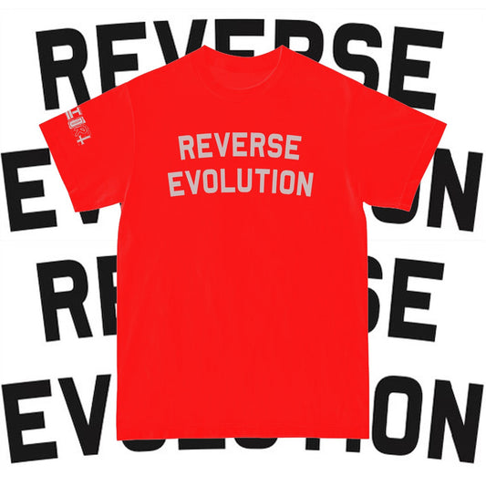 Distort - Reverse Evolution Grey on Red Shirt